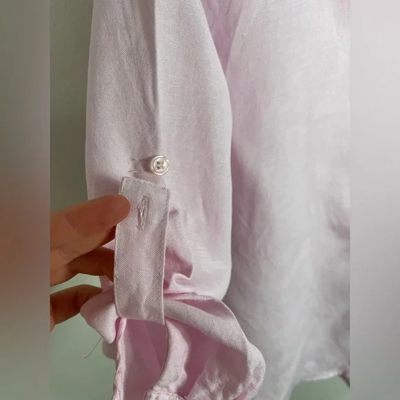 Joan Vass NY Elegant Pink Button Down Women's Shirt Linen Work Career Size M - Picture 16 of 16